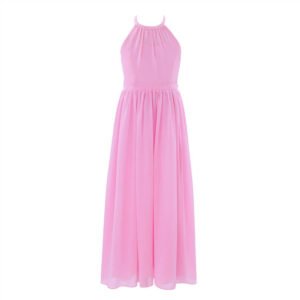 Long chiffon girl dress-pink (1)