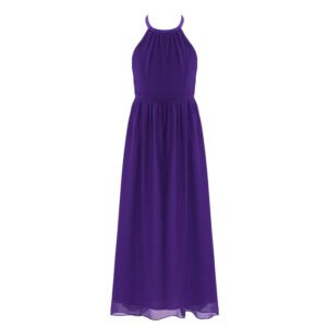 Long chiffon girl dress-purple (1)