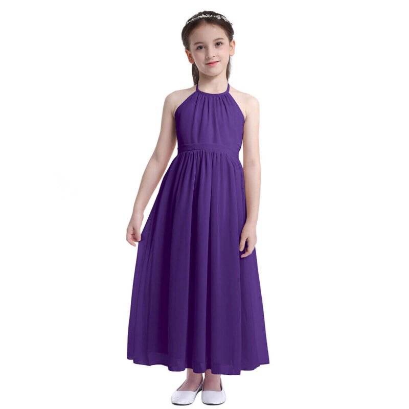 Long chiffon girl dress-purple (1)
