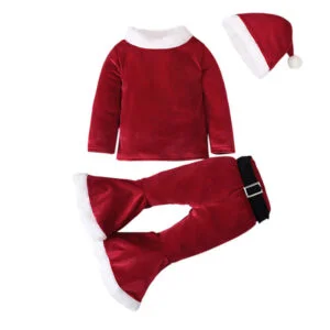 Girl 3 piece warm Christmas outfit-red (4)