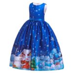 Girl long Christmas sleeveless dress-blue (3) (1)