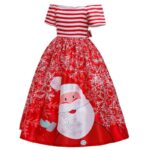 Girl long off shoulder Christmas dress - red (2)