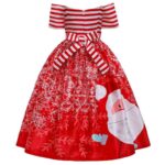 Girl long off shoulder Christmas dress - red (3)