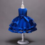 Girl satin and tulle party dress-blue (3)