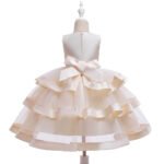 Girl satin tulle occasion dress-champagne (1)