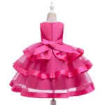 Girl satin tulle occasion dress-dark-pink (1)