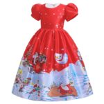 Girls long Christmas party dress-red (1)