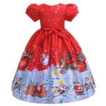 Girls long Christmas party dress-red (2)