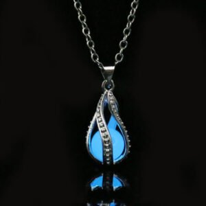 Glow in the dark stone necklace-blue