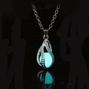 Glow in the dark stone necklace-blue-green (1)