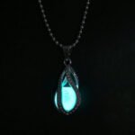 Glow in the dark stone necklace-blue-green (4)