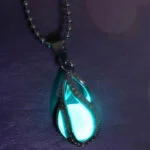 Glow in the dark stone necklace-blue-green (5)