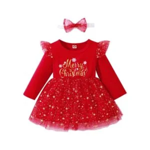 Baby girl Christmas tulle dress with headband (3)