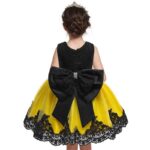 Baby girl princess lace dress-black-yellow (1)