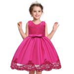 Baby girl princess lace dress-dark-pink (2)