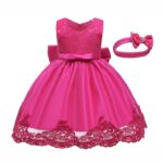 Baby girl princess lace dress-dark-pink (3)