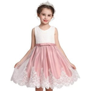 Baby girl princess lace dress-dusty-pink-white (1)