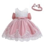 Baby girl princess lace dress-dusty-pink-white (4)