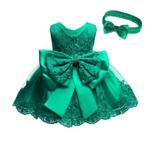 Baby girl princess lace dress-green