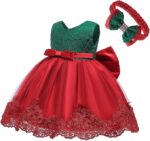 Baby girl princess lace dress-green-red (4)