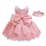 Baby girl princess lace dress-pink (2)