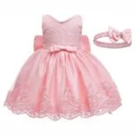 Baby girl princess lace dress-pink (3)