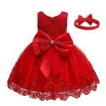 Baby girl princess lace dress-red (2)