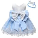 Baby girl princess lace dress-white-blue (3)