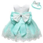 Baby girl princess lace dress-white-green