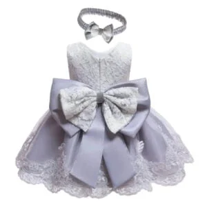 Baby girl princess lace dress-white-grey (1)