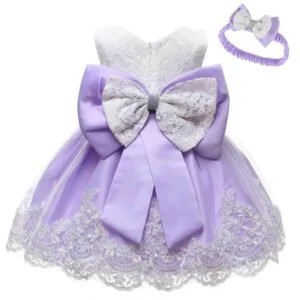 Baby girl princess lace dress-white-purple