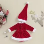 Baby girl red Santa dress set (3)