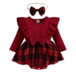 Baby girl red plaid Christmas dress (1)