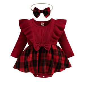 Baby girl red plaid Christmas dress (1)