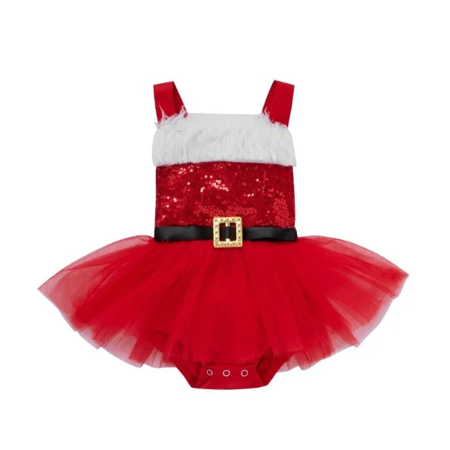 Baby girl red sequin Christmas dress (1)