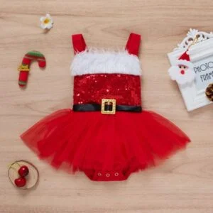 Baby girl red sequin Christmas dress (2)