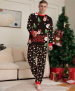 Black printed matching Christmas pyjamas (1)