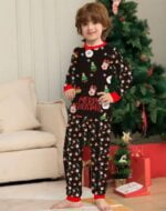 Black printed matching Christmas pyjamas (2)