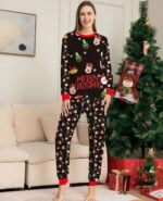 Black printed matching Christmas pyjamas (5)