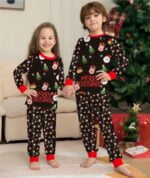 Black printed matching Christmas pyjamas (6)