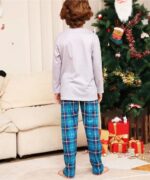 Blue matching Christmas plaid pyjamas set (8)