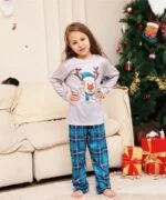 Blue matching Christmas plaid pyjamas set (9)