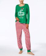 Green red stripe matching Christmas pyjamas (5)