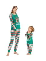 Green stripe matching Christmas pyjamas (3)