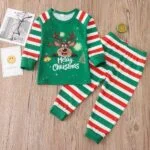 Green stripe matching Christmas pyjamas (4)