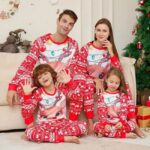 Red matching Christmas printed pyjamas set (1)
