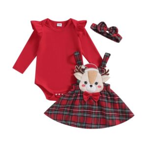 Red plaid baby girl pinafore Christmas dress (1)