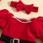 Red tulle baby girl Santa dress with headband (1)