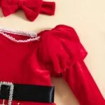 Red tulle baby girl Santa dress with headband (5)