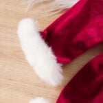 Red velvet baby girl Santa dress with hat (5)